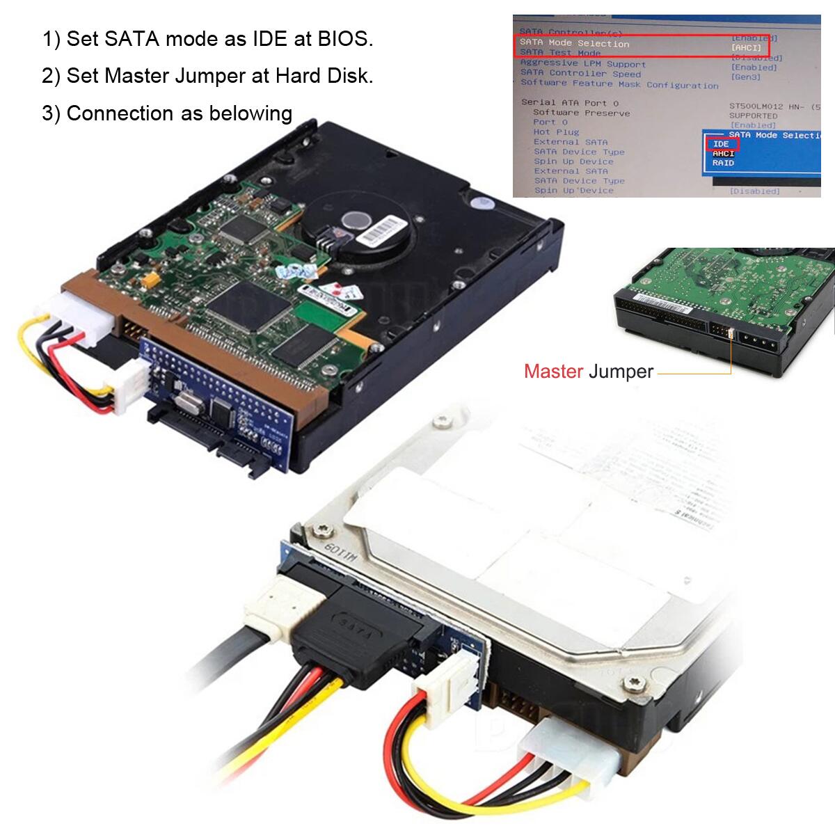 IDE/PATA 40Pin Disk to SATA Adapter