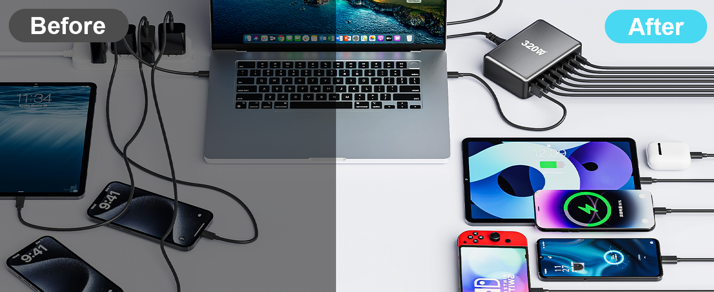 320W USB C Fast Charger Block