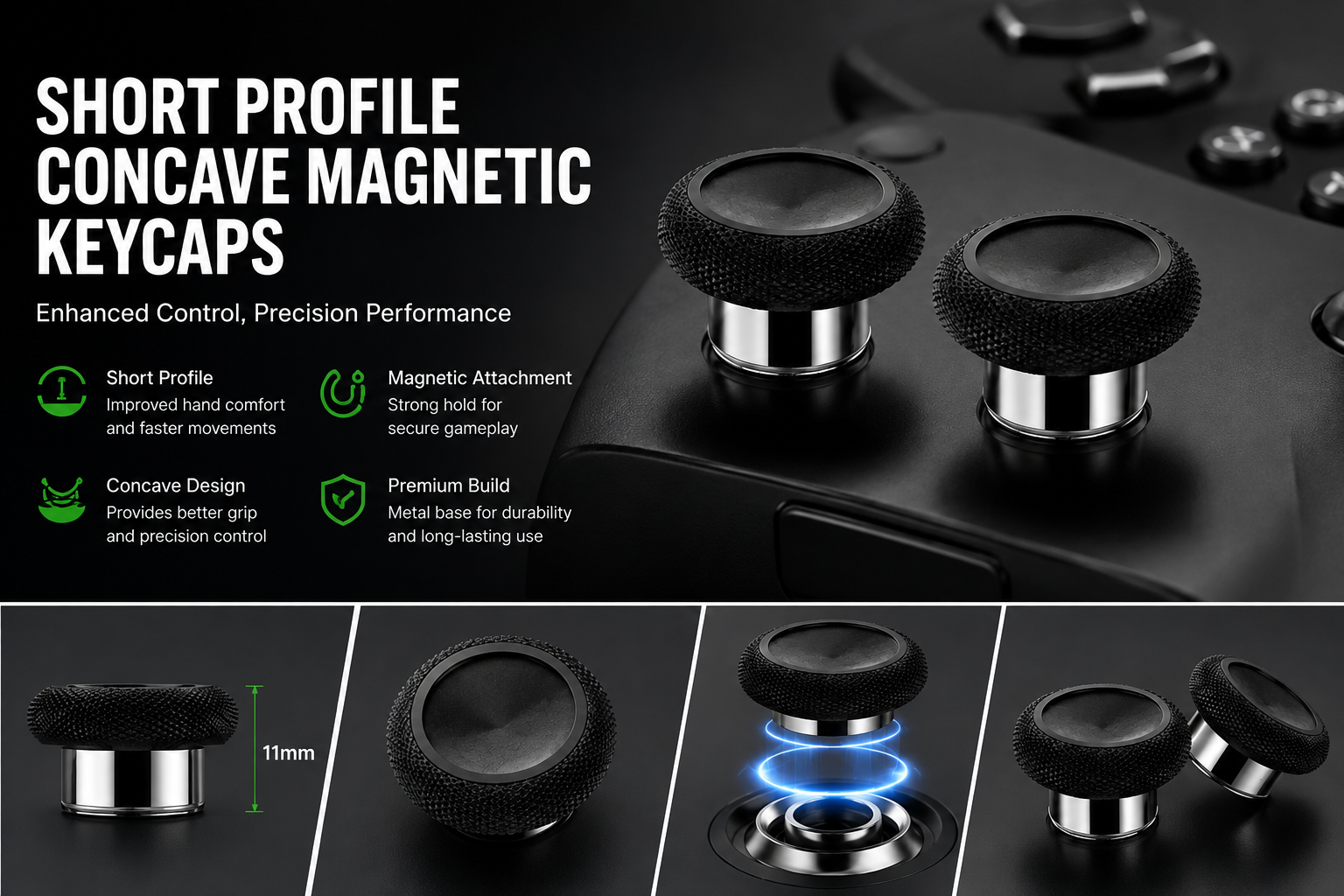 concave thumbstick cap, textured joystick cap, controller grip thumbstick