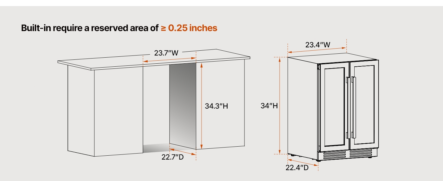 Dimensions: 22.4"D x 23.4"W x 33.9"H