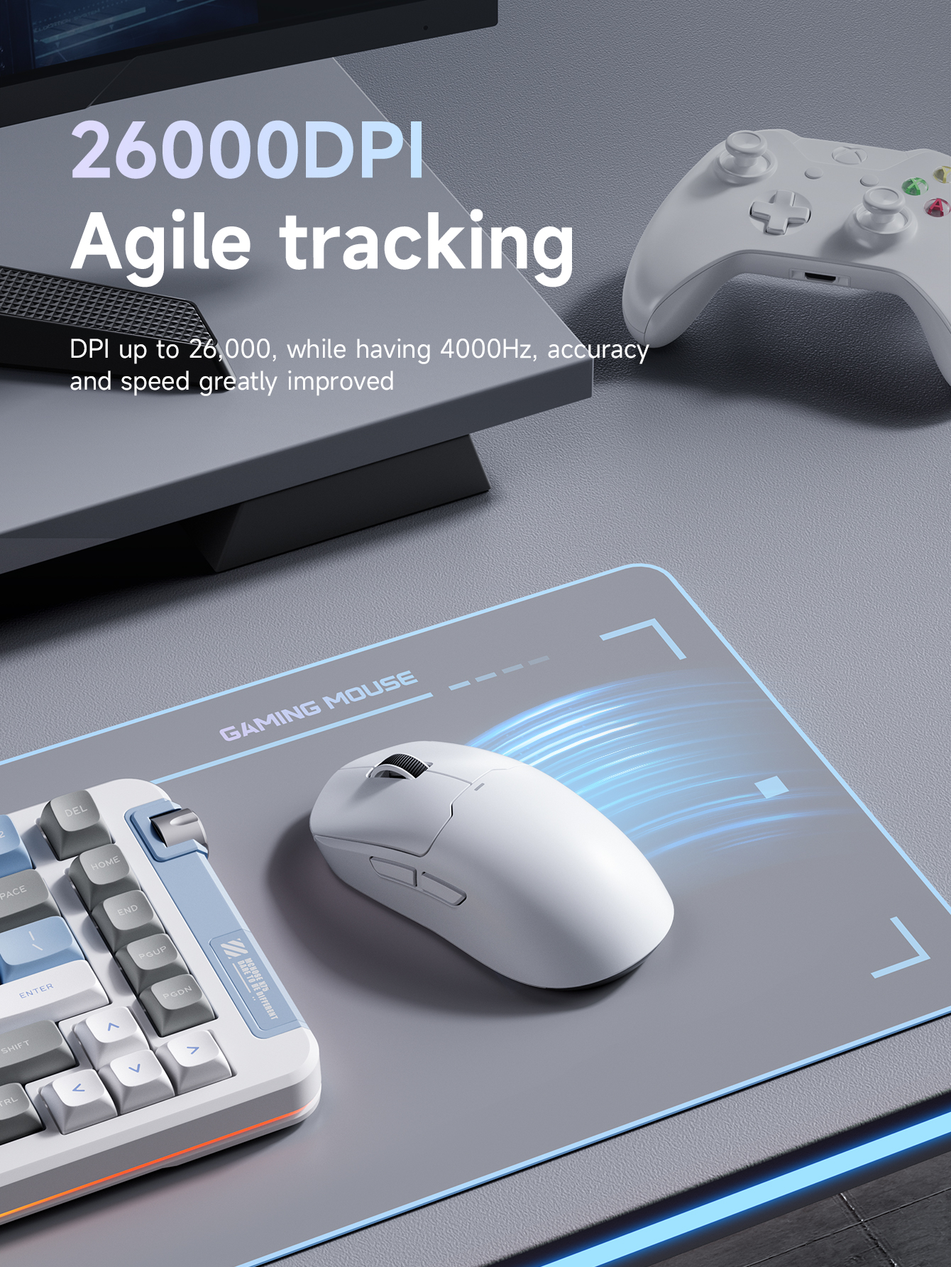 A5 pro max Wireless Gaming Mouse- Ultra Lightweight, 59g, 130 Hour Battery  Life, Dual Wireless Connectivity bluetooth mouse, Precision Sensor - White  