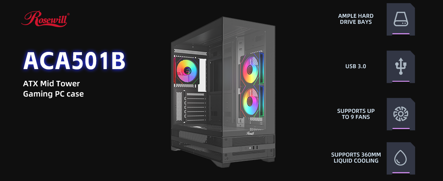 Hero Image of Rosewill ACA501B Gaming Case