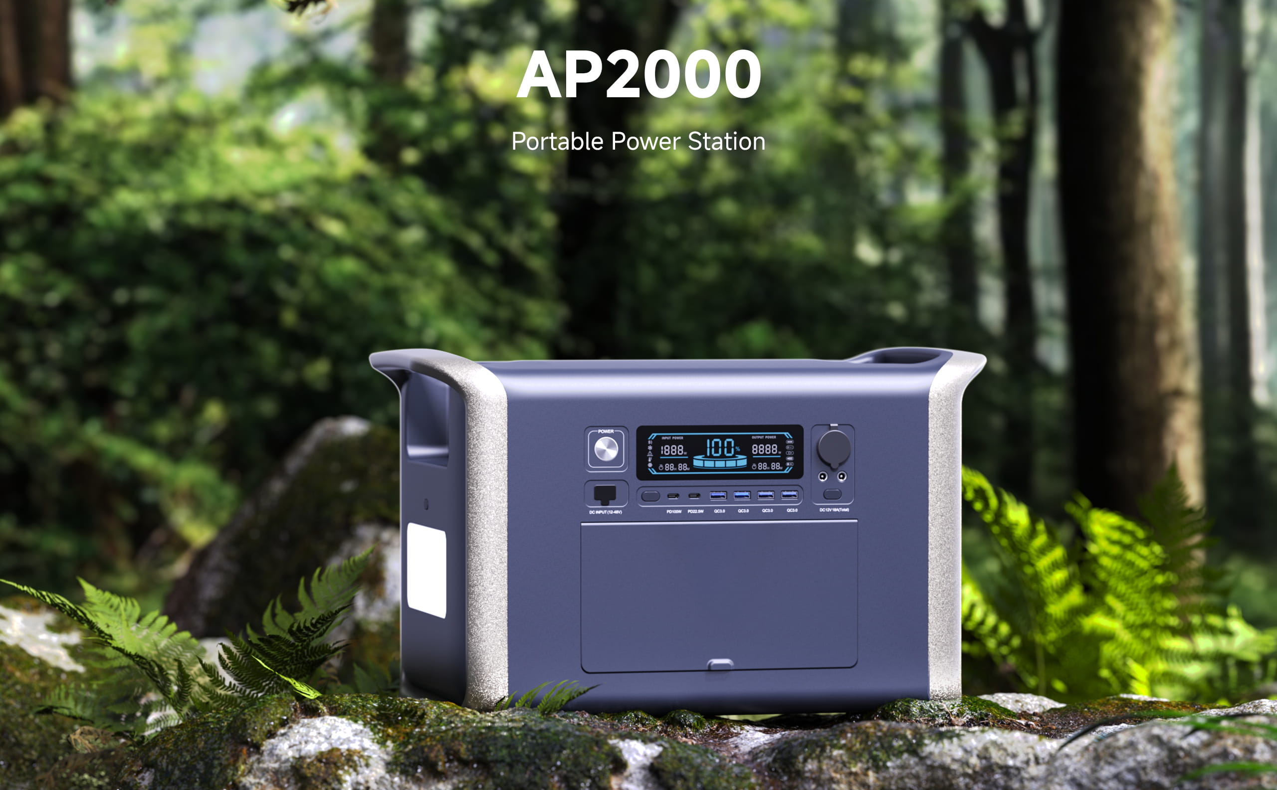2400W 2048Wh Portable power station Inverter Generator with LiFePO4 Battery, Quick 2-Hour Charging