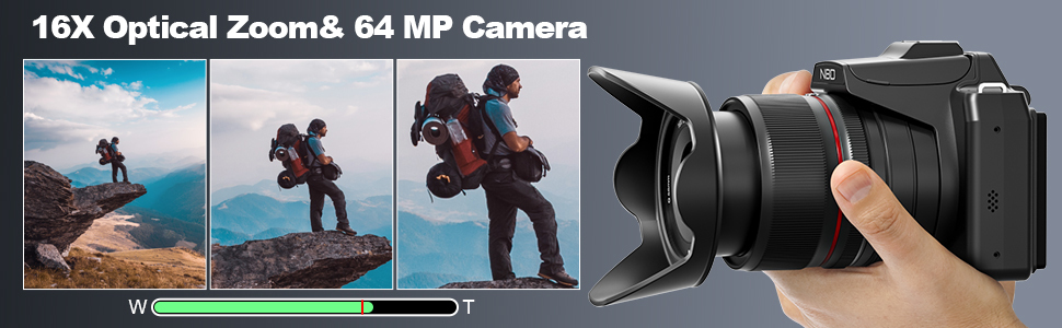 64MP camera with 16X optical zoom for outdoor landscape shooting
