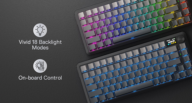 Redragon K724 PRO Wireless 81-Key Gasket Gaming Keyboard, TFT Screen & Knob | Easy-Control LED Info