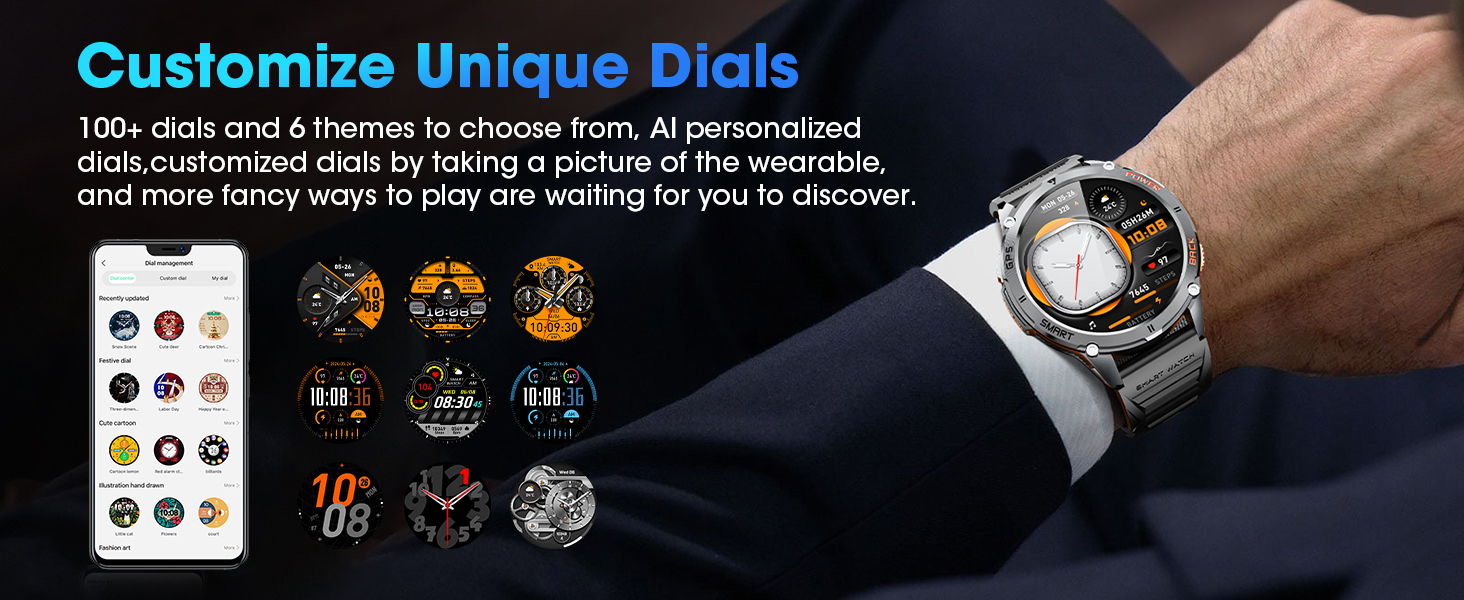 Hitoor GPS Smart Watch for Men, 1.43''AMOLED Smartwatch with Answer/Make Call, 170 Sports Modes, Com