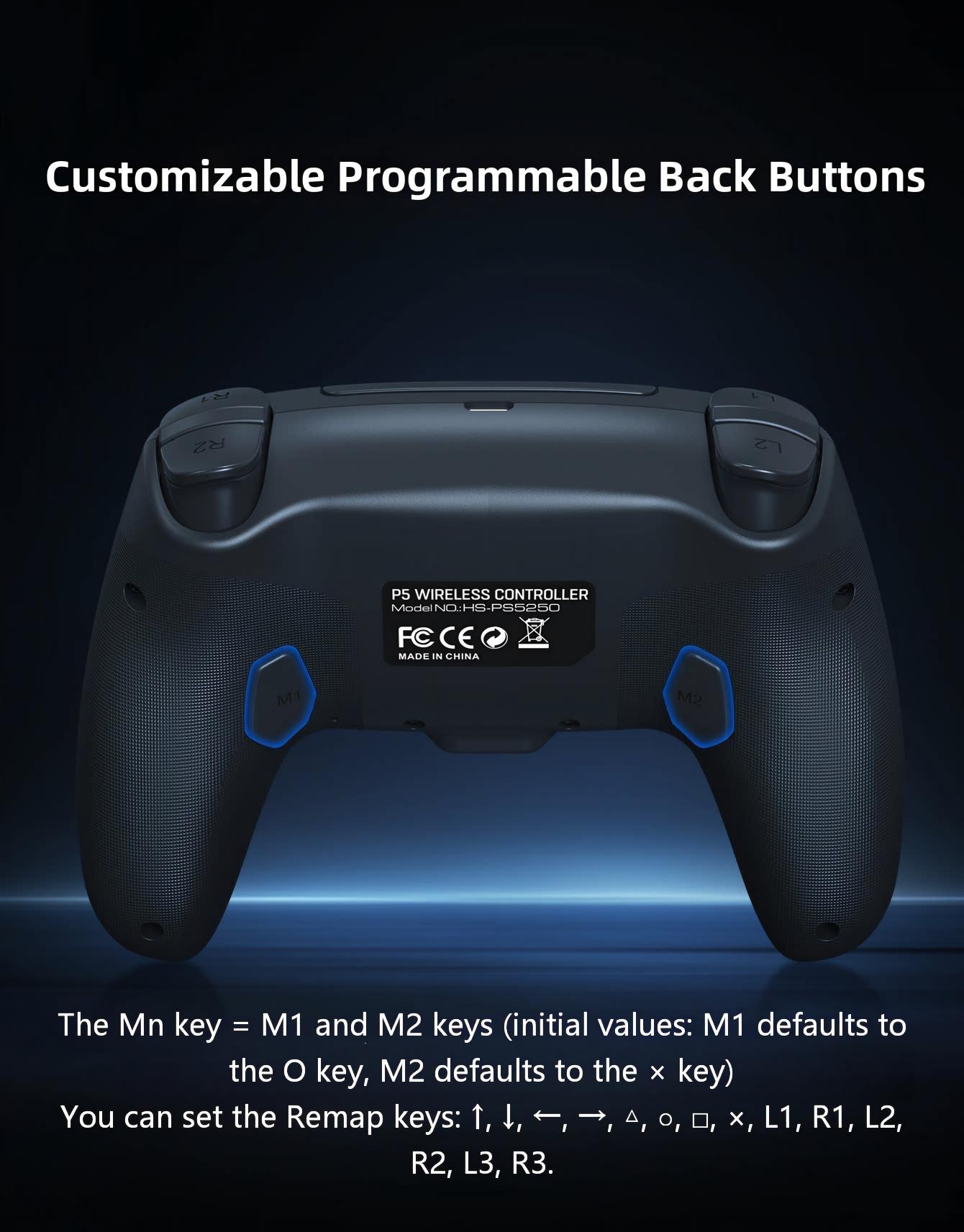 Customize your gameplay with programmable back buttons M1 and M2