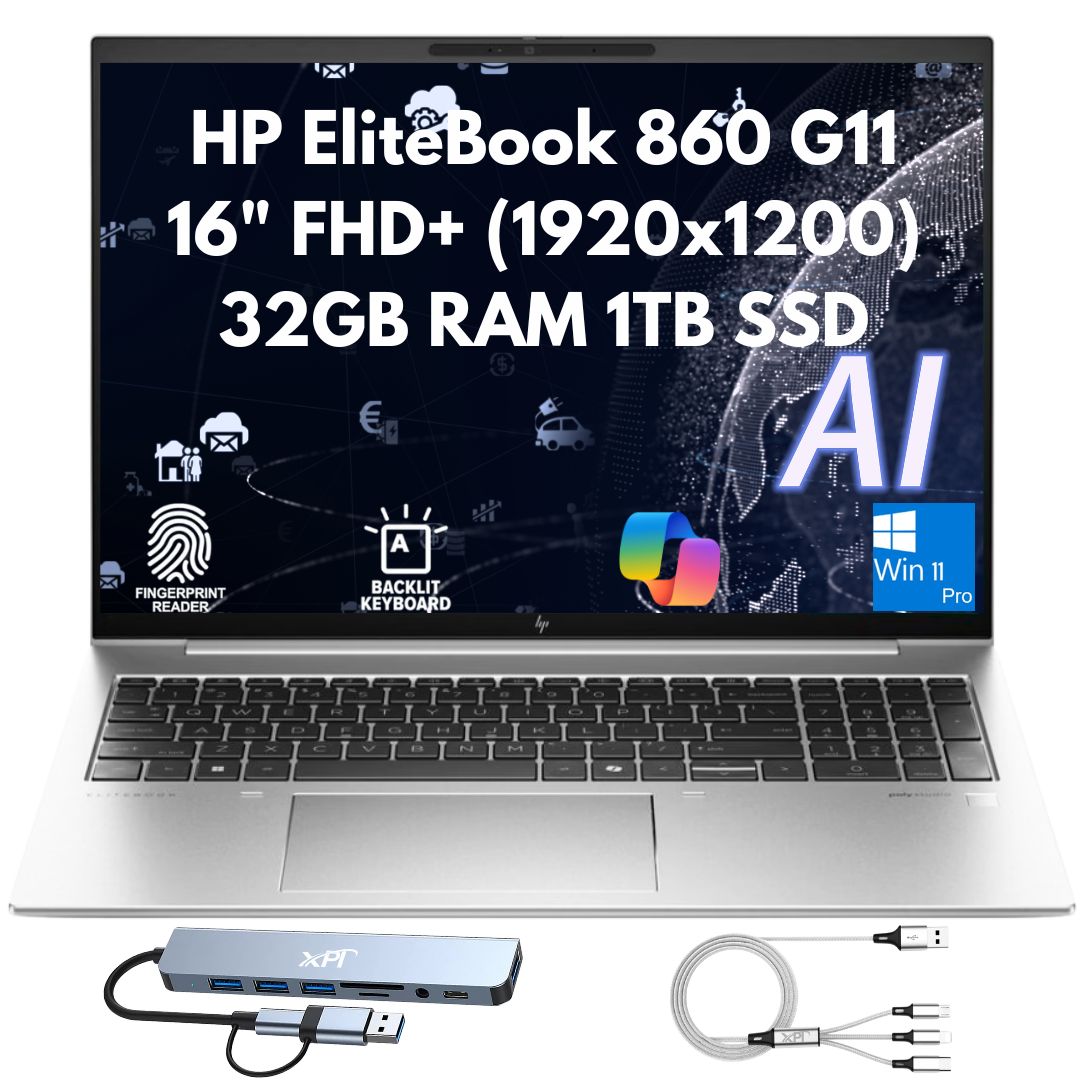 HP EliteBook 860 G11 16" FHD+ Intel Core Ultra 5 125U 16GB 32GB DDR5 RAM 1TB PCIe 512GB SSD IR Cam F