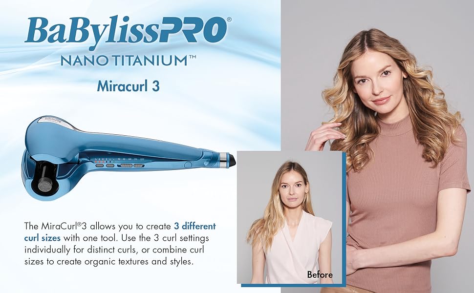 BaBylissPRO BABNTMC3 Nano Titanium MiraCurl 3-in-1 Professional Curl Machine