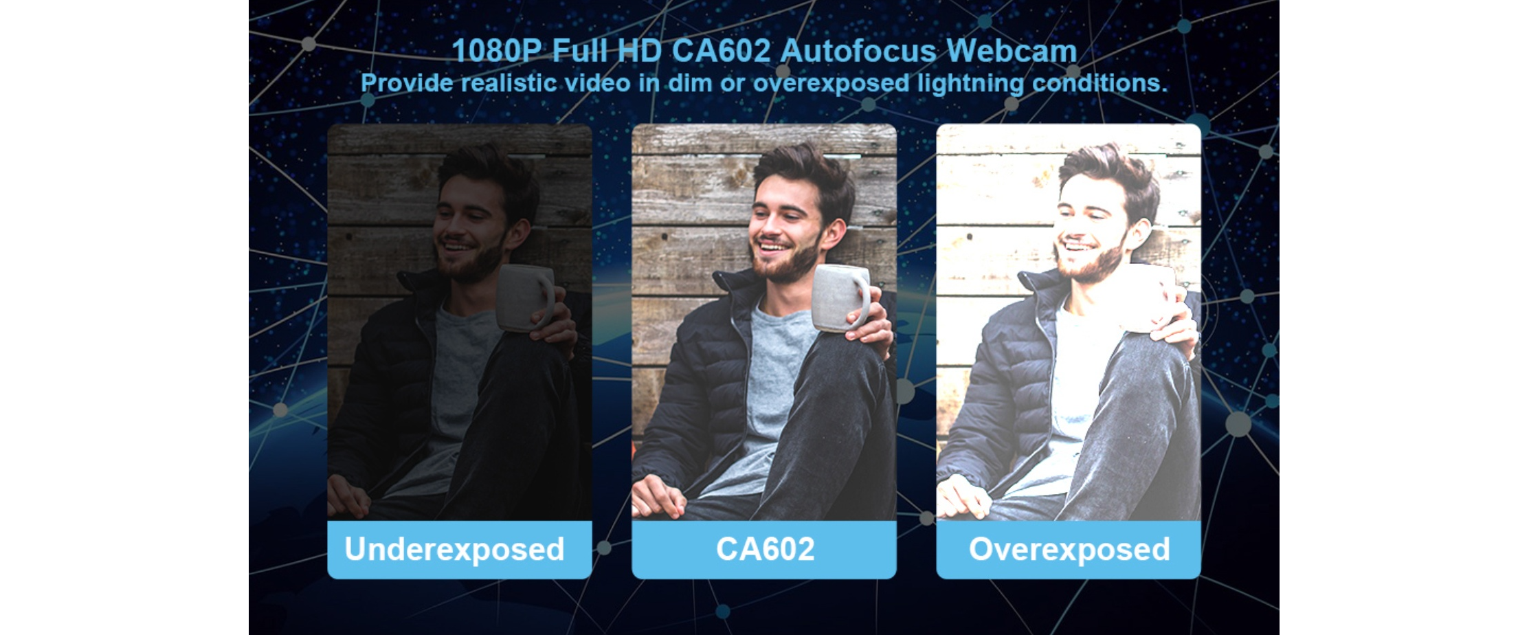 1080P Autofocus Webcam low light comparison