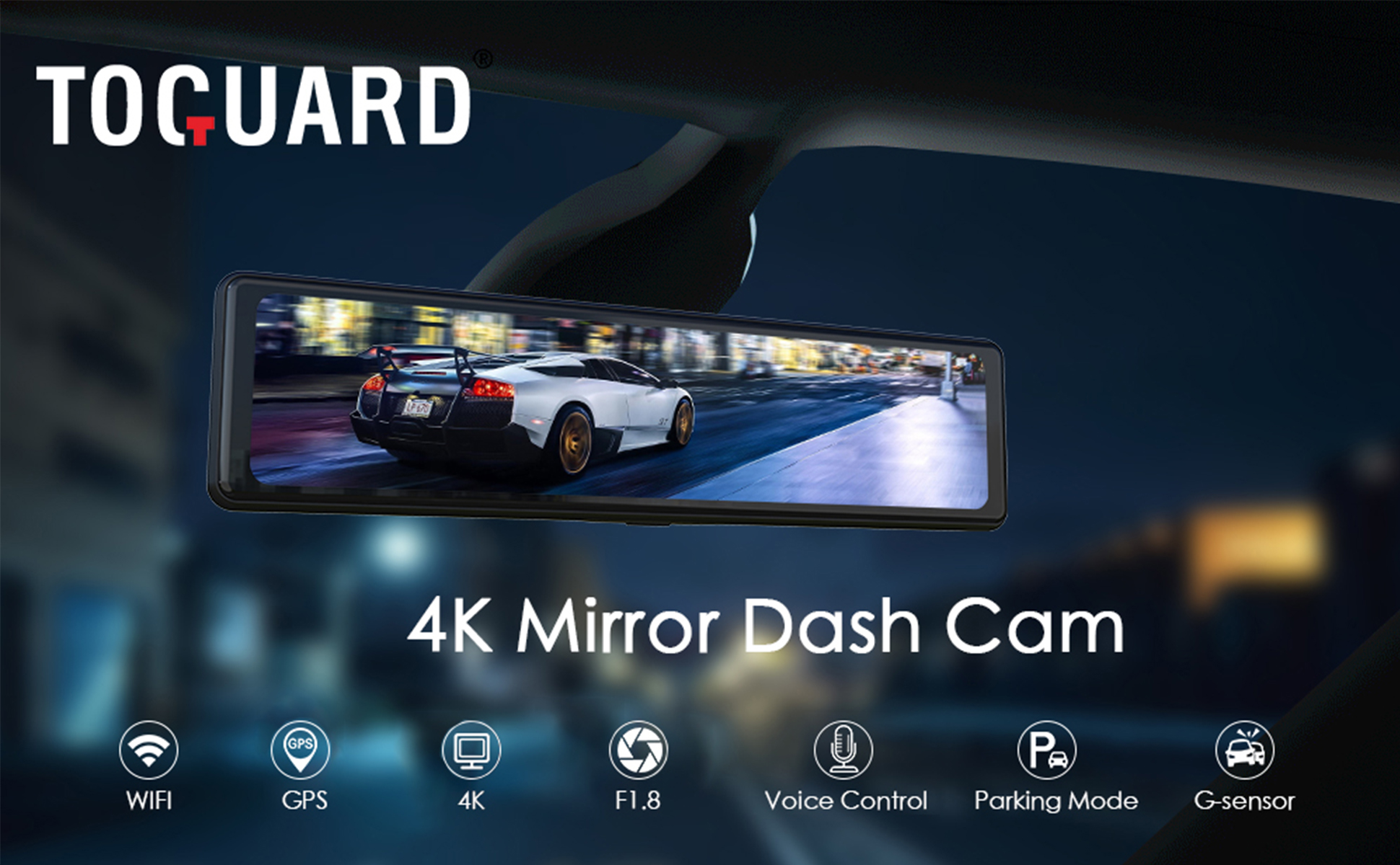 TOGUARD 4K Mirror Dash Cam GPS Full Touch Screen 12 Voice Control