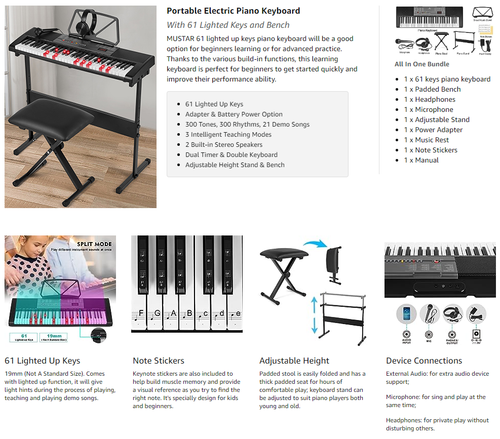 Piano with light up notes hot sale