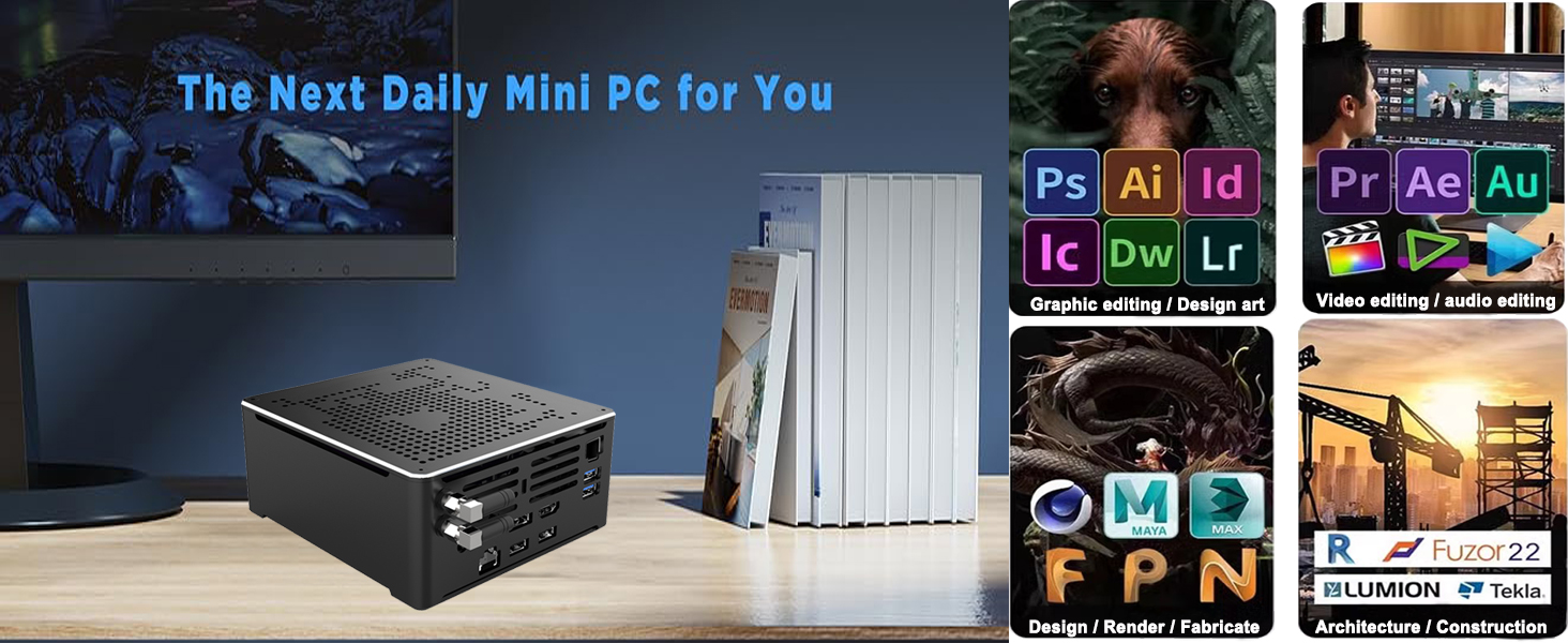 NeweggBusiness - HUNSN 8K Mini PC, Gaming Computer, BM33k, Core I7 12650H,  HTPC, Kodi, Windows 11 or Linux Ubuntu, Wi-Fi 6, RTX3060 12G Graphic, 2 x  HDMI, 2 x DP, Full-featured Type-C