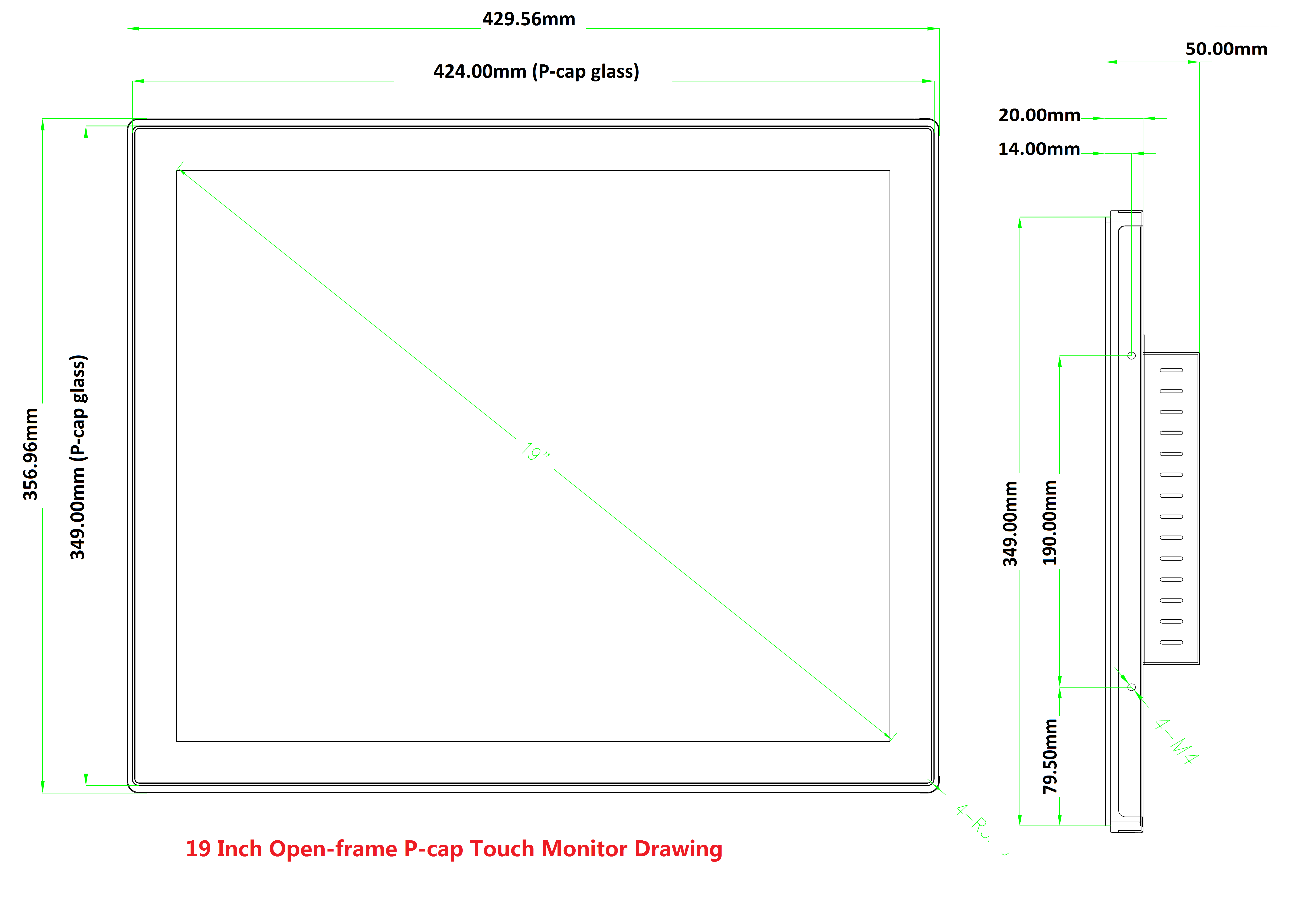 drawing for 19 inch touch monitor