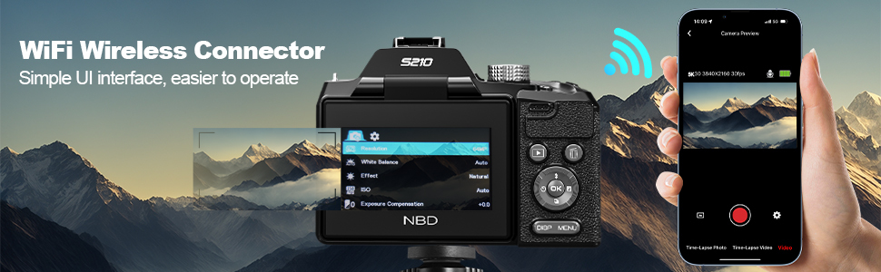 WiFi wireless camera with phone remote preview & quick file transfer