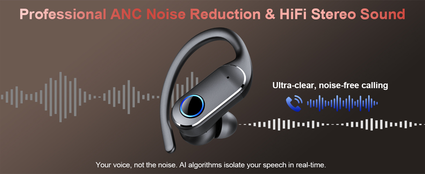 Active Noise Cancelling Ear Buds Wireless Earbuds Dual Battery Display, Bluetooth Headphones with De