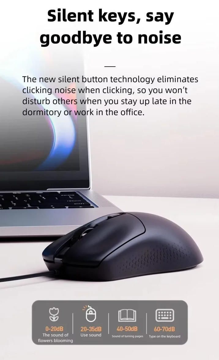 Wired USB Mouse, Ergonomic Wired Mouse, 4 Buttons 3Level DPI Adjustable [up to 2000 dpi] Computer Op