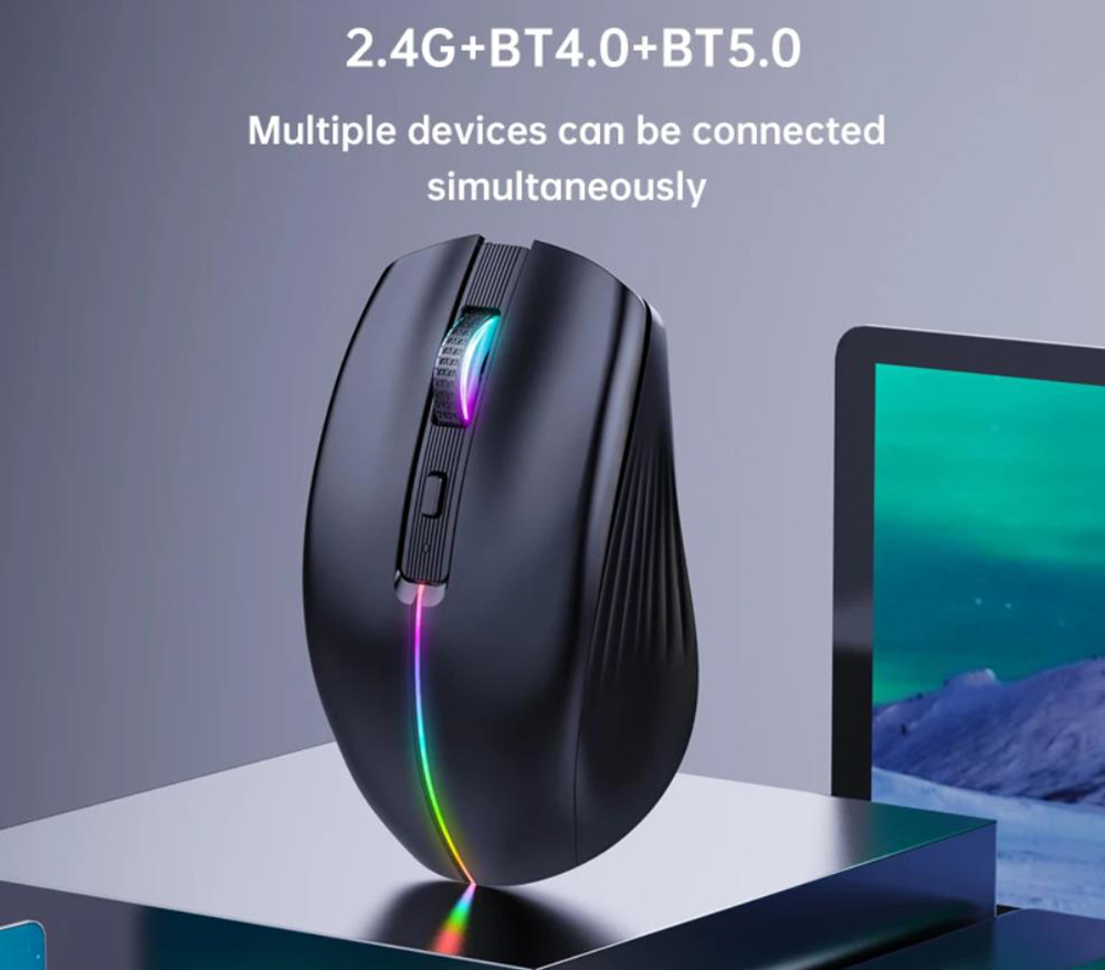 Gaming Mice, Bluetooth Wireless Mouse - (BT4.0/BT5.0+2.4G) Tri-Mode High Performance Wireless Mouse,