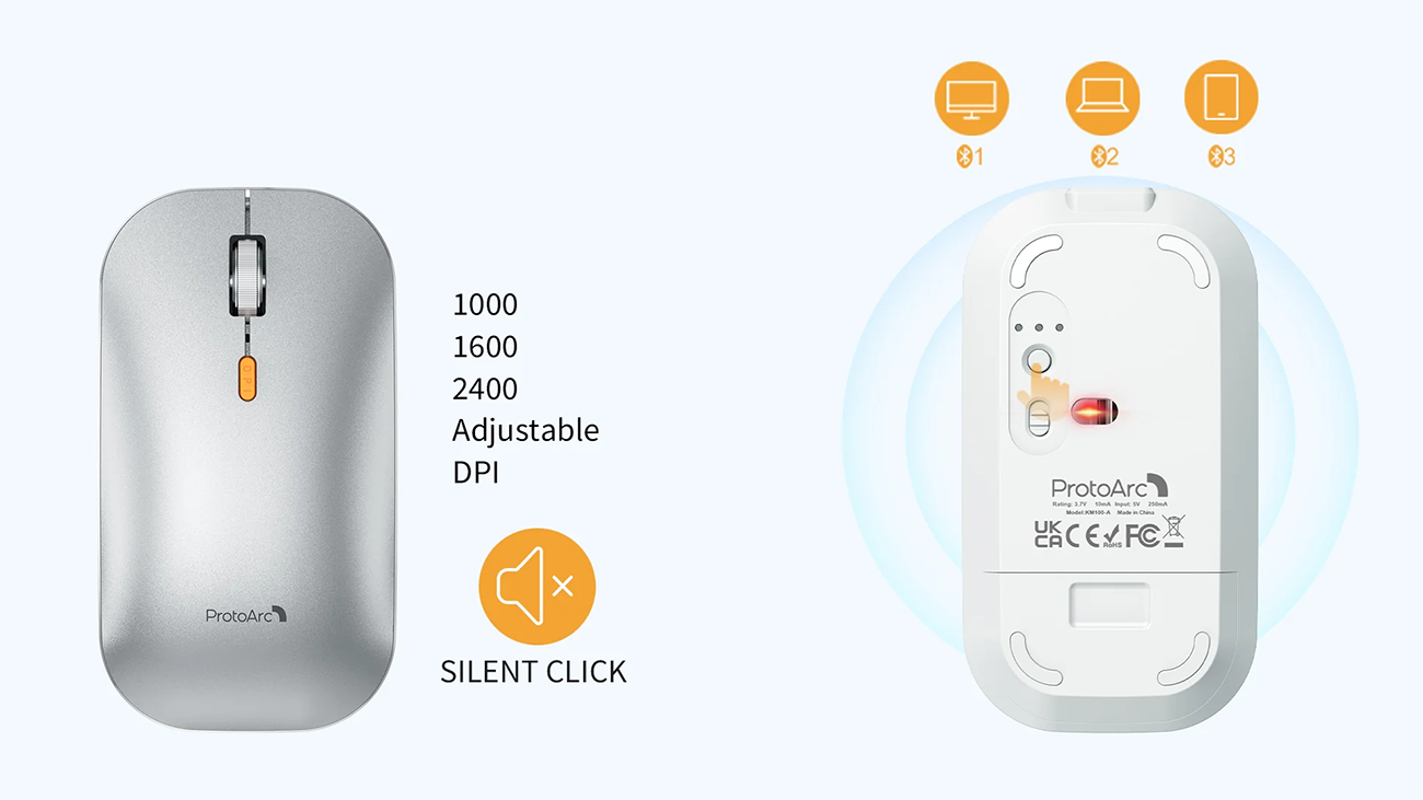 ProtoArc® KM100-A Backlit Bluetooth Keyboard and Mouse Combo for Mac