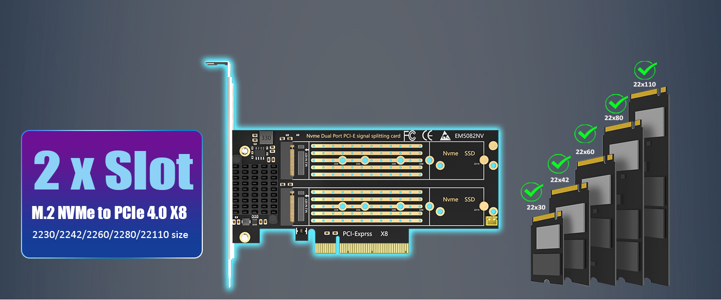 Dual M.2 NVMe to PCIe 4.0 X8