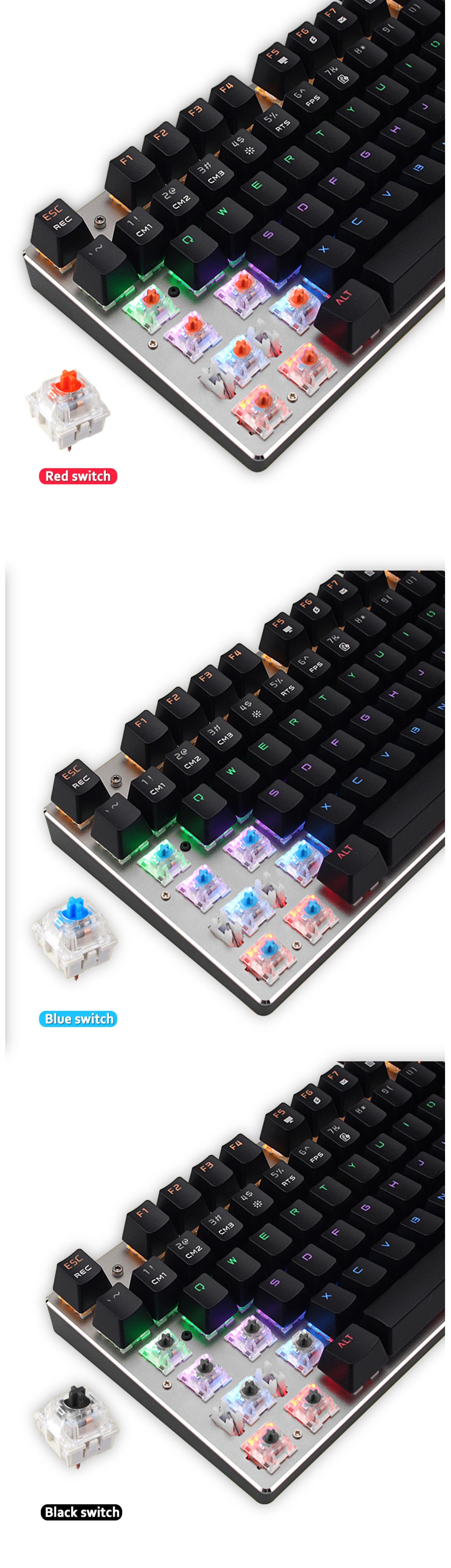 ZERO Mechanical Gaming Keyboard, 104 Keys Black Switch USB Wired Gaming  Keyboard with LED Mix-light Anti-ghosting Blacklit for Gamer Tablet Desktop  