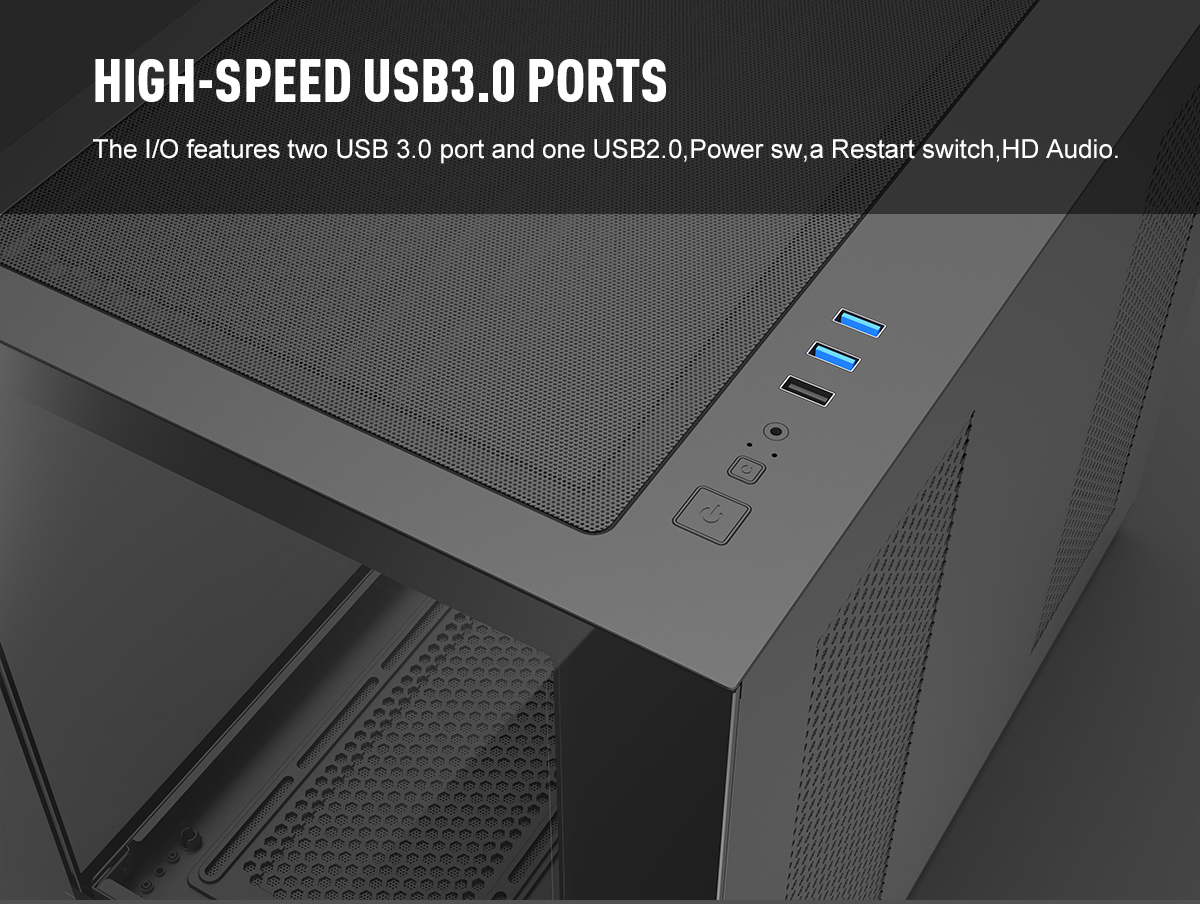 DIYPC ARGB-DC120-TM Black USB3.0 Tempered Glass Micro ATX Gaming Computer Case