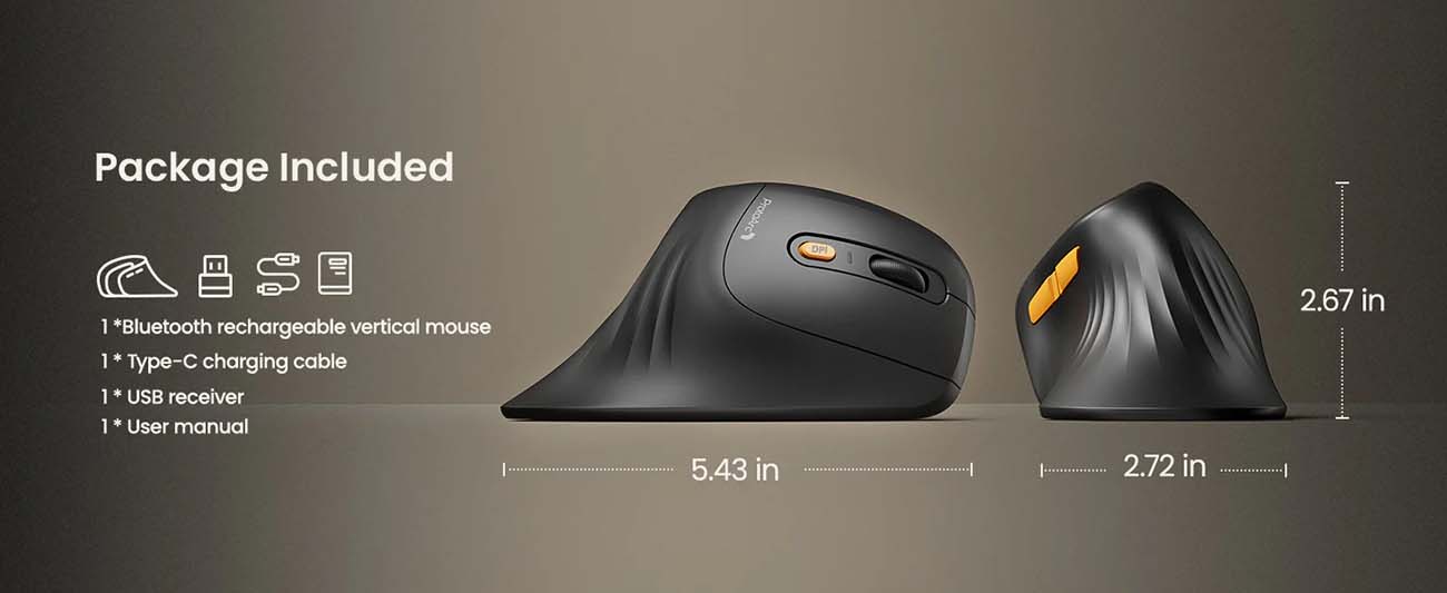 ProtoArc® EM11 NL Bluetooth Ergonomic Vertical Mouse