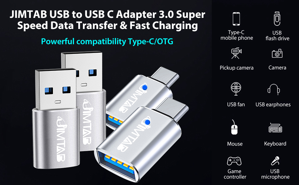 USB to USB C Adapter USB 3.0 SuperSpeed Data Transfer & Fast Charging