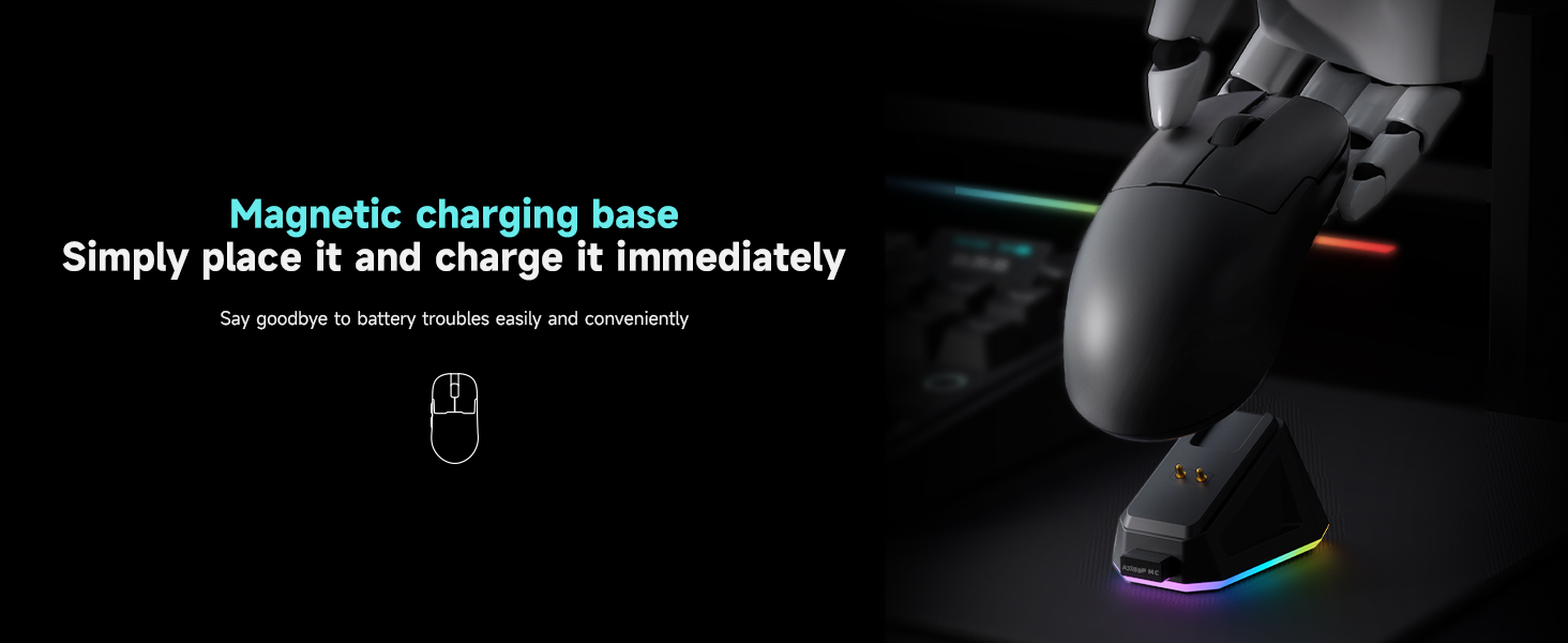 Gaming Mouse, AJ159P MC Wireless Gaming Mice with RGB Charging Dock, 56 g Lightweight Programmable T