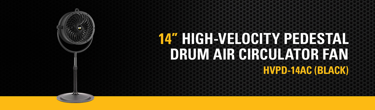 Caterpillar 14-inch High-Velocity Pedestal Drum Air Circulator Fan