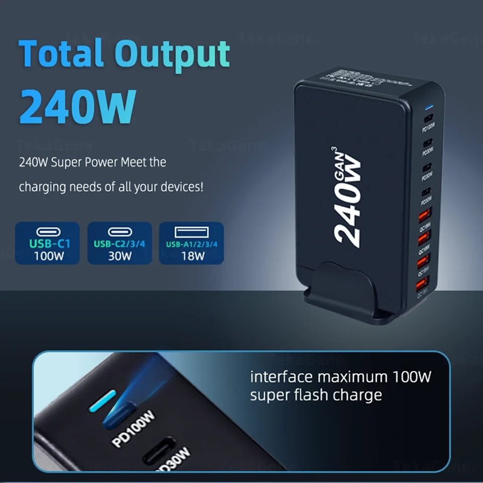 240W GaN USB C Quick Charge QC3.0 PD 3.0