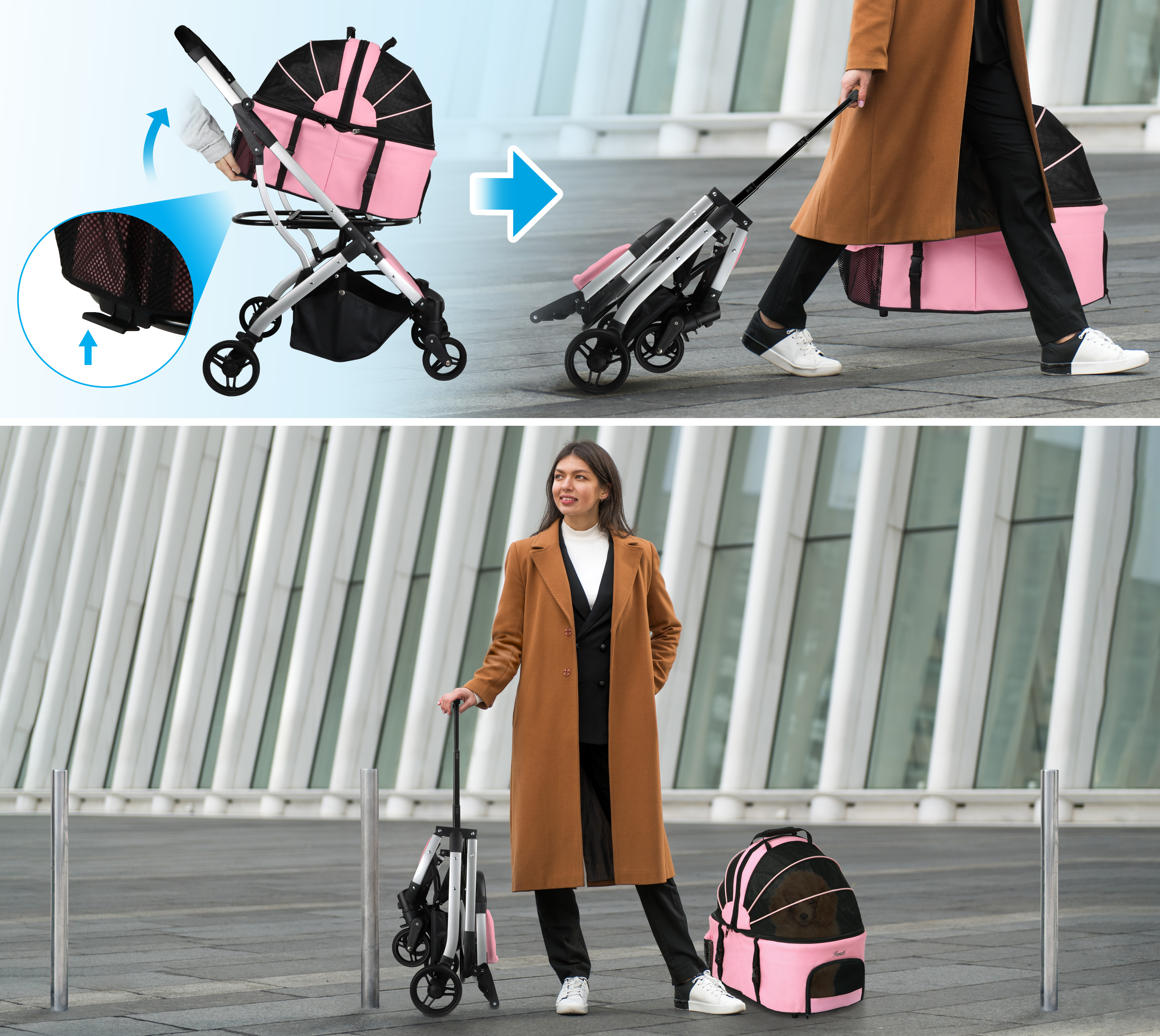 pet stroller, carrier, mesh, waterproof, storage, foldable, collapsible, lightweight, travel, jog