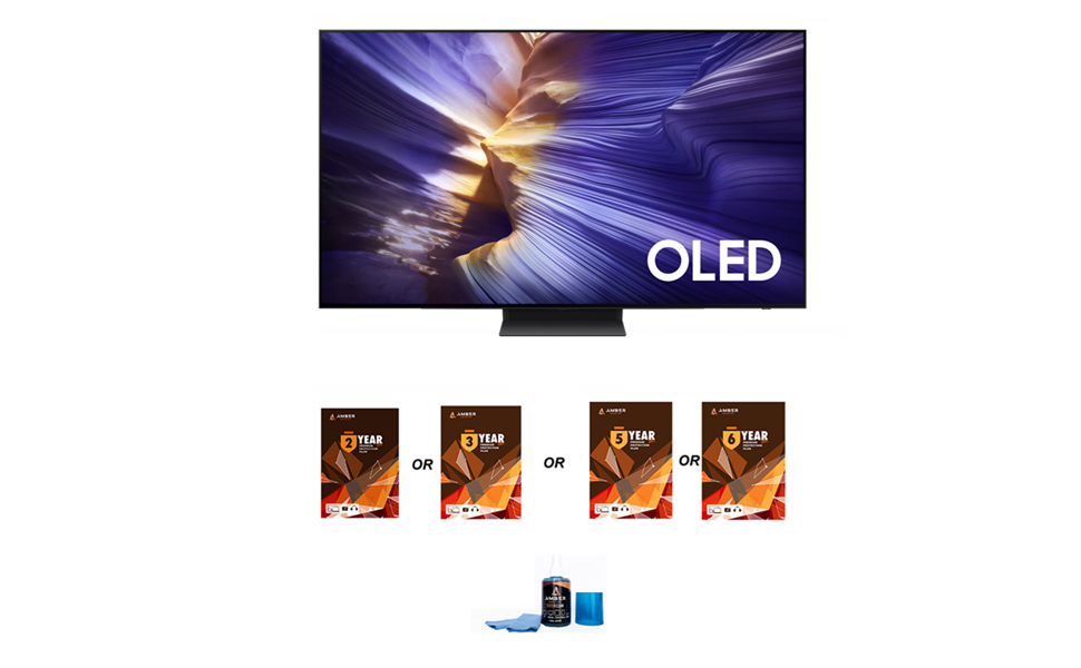 Samsung S90FA Series TV with Amber Protection Extended Coverage and Amber Screen Cleaner