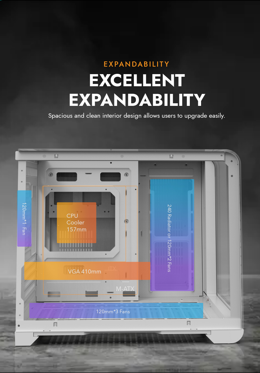 darkFlash L280M, Micro-ATX PC Gaming Case with Dual Real-Time Display