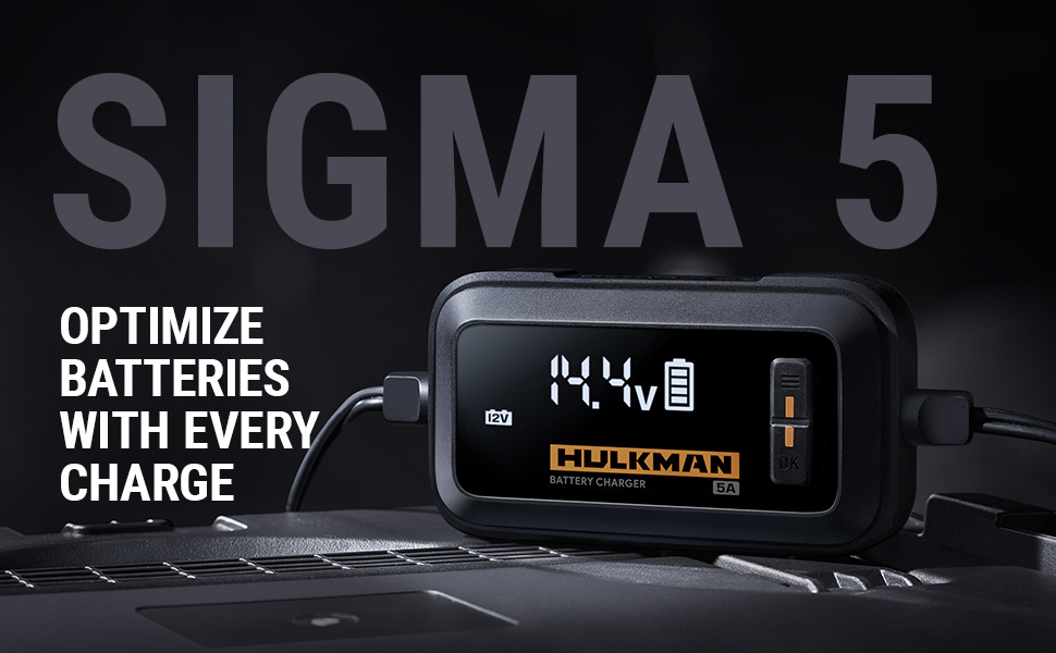 HULKMAN Sigma 5 Battery Trickle Charger, 5A 6V/12V Automatic Smart Car  Batter