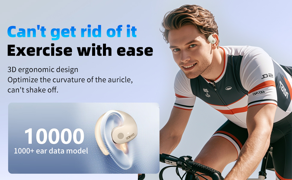 SOBAST open headset, ultra-comfortable, lightweight design, fit the ear, ergonomic earhooks, powerf