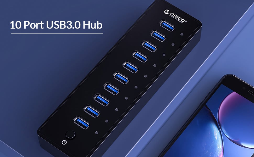 ORICO 10 Port USB3.0 Hub with 3.3Ft / 1M USB3.0 Cable 3