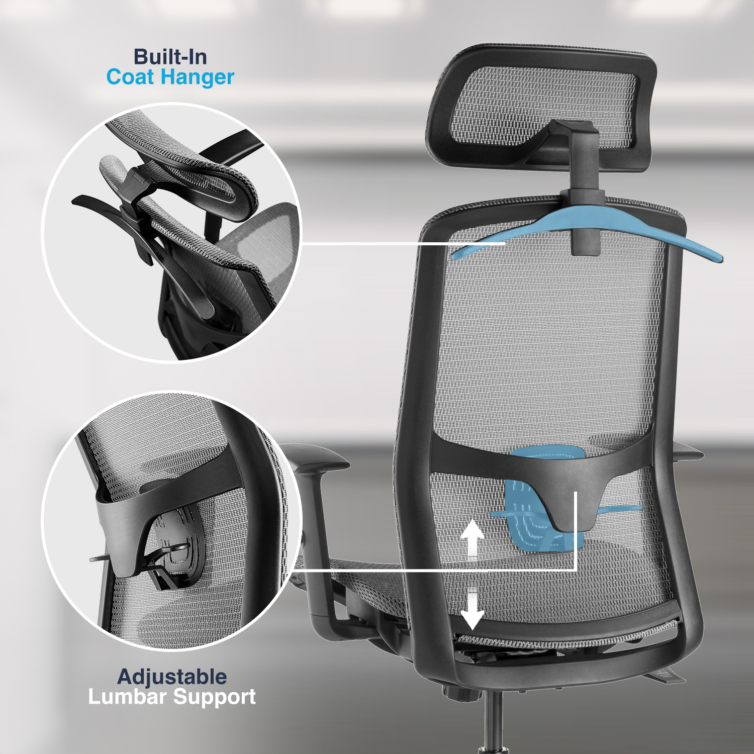 high back mesh chair, ergonomic office chair, adjustable desk chair, computer chair, task chair
