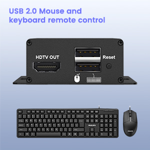 KVM Control- 2 Ports USB2.0 Supports remote control of the transmitter via keyboard and mouse