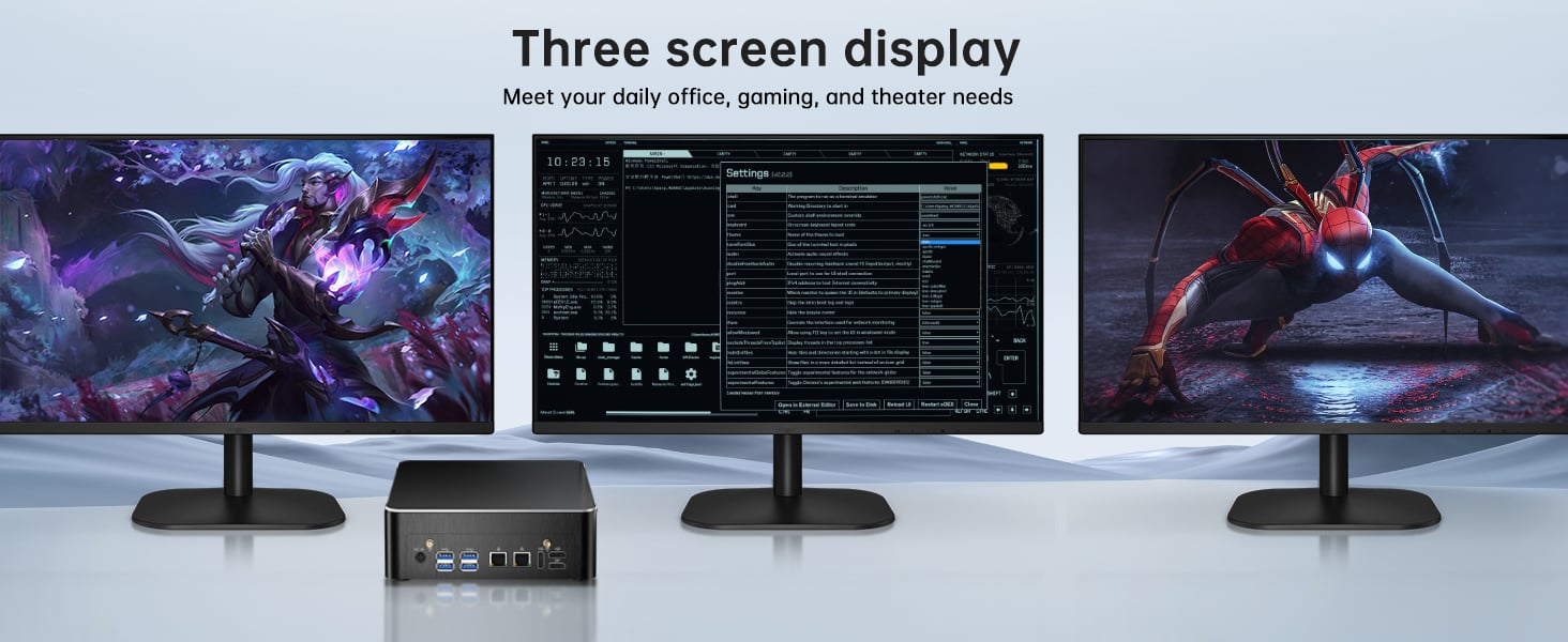 BOESIIPC Mini PC with Core i9-9880H 2.3 up to 4.8GHz, 32G DDR4 1T NVME SSD,  Windows 11 Pro Desktop Computer, DP*1, HDMI*2 4K@60Hz Triple Display,  Optical, Dual LAN, WiFi6E/BT5.3,VESA 