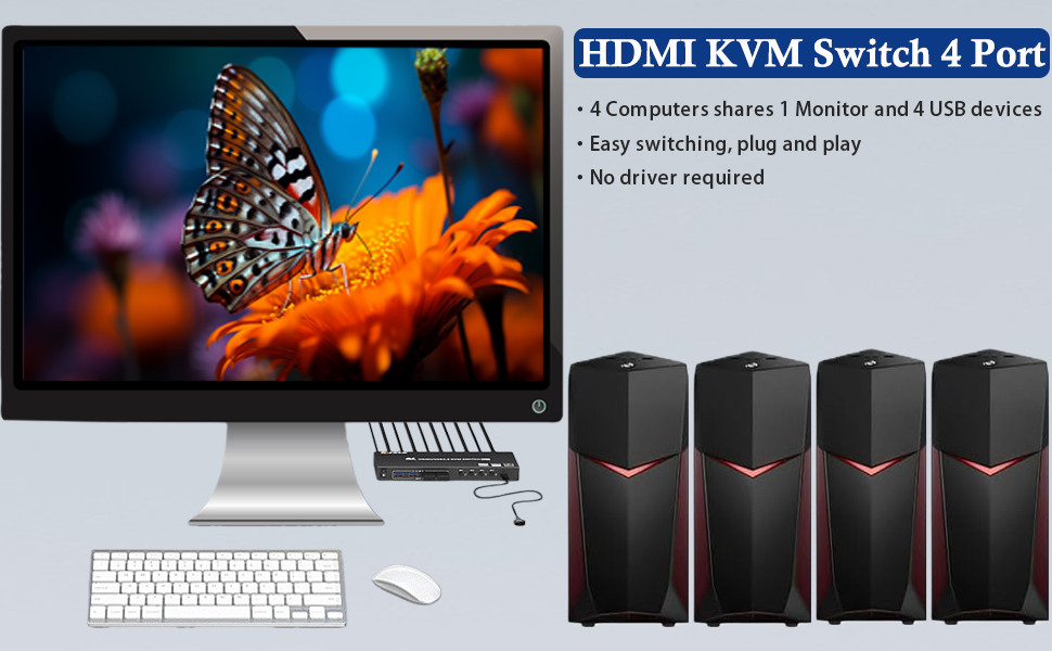 Support Simulation EDID  USB3.0 KVM switch can simulate the EDID of the display, when the monitor i