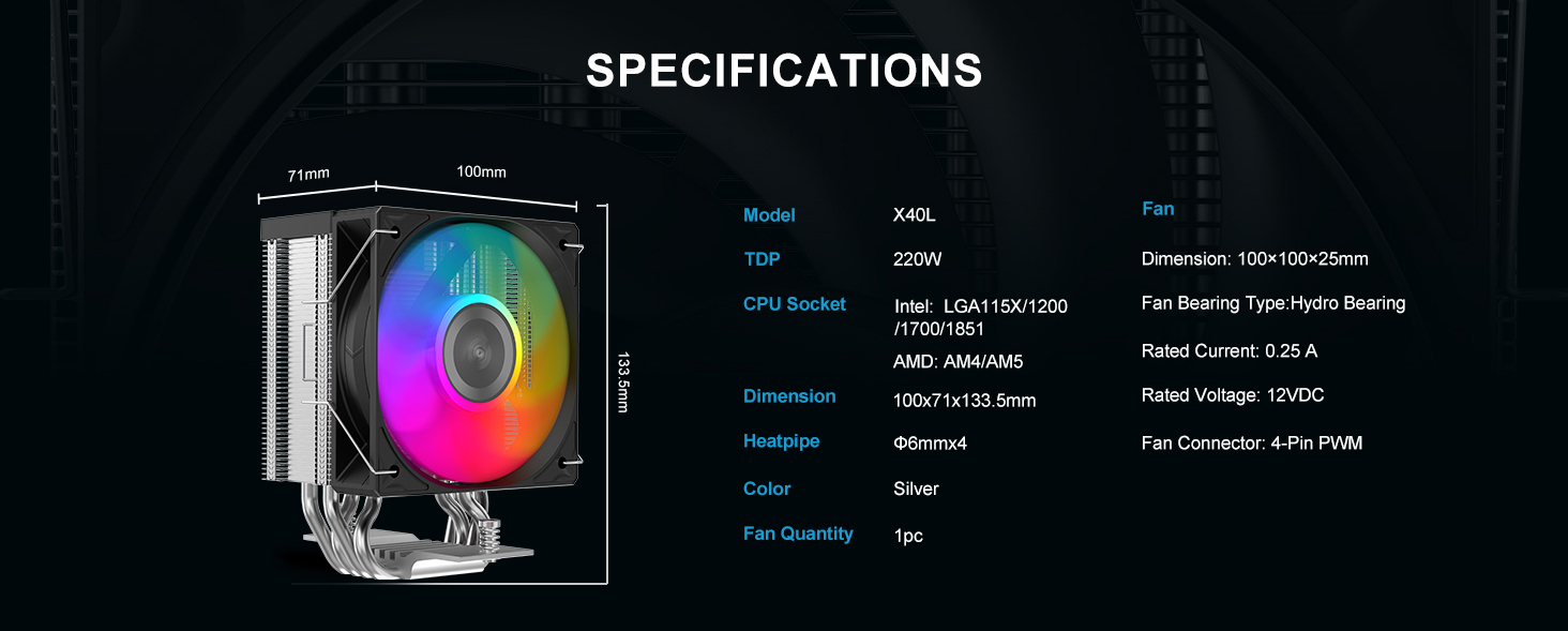 SAMA X40L Single-Tower CPU Air Cooler