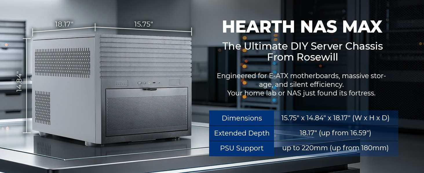 Rosewill HEARTH NAS MAX Black SECC NAS PC Case