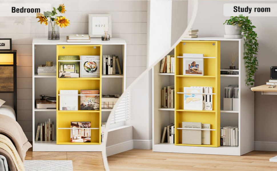 Bookcase with Sliding Storage Shelf
