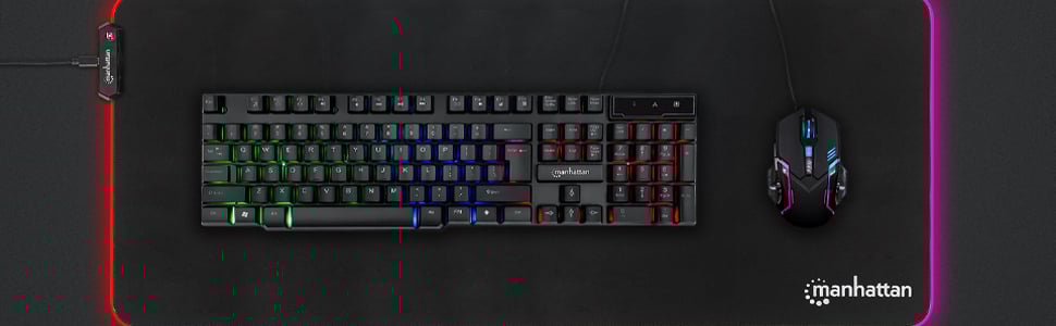 RGB LED Full Size USB Gaming Keyboard, 104-Keys, 12 multimedia-function keys, Adjustable LED Lighti