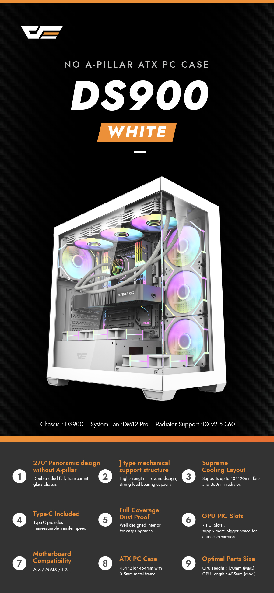 darkFlash DS900 ATX PC Case White