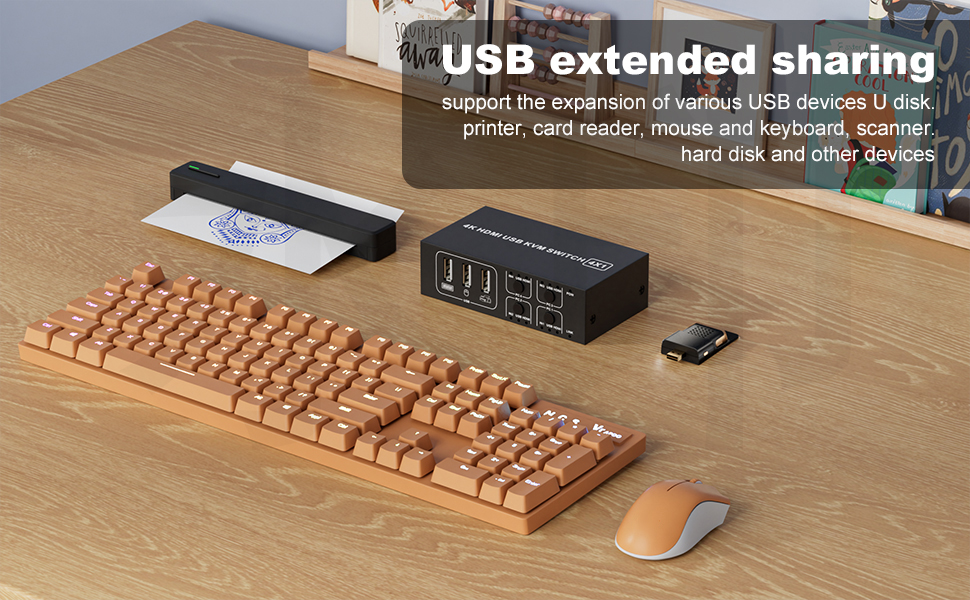 HDMI KVM Switch 4 in 1 Out 4K@60Hz, 4 Port HDMI KVM Switch for 4 Computers Share 1 Monitor Keyboard