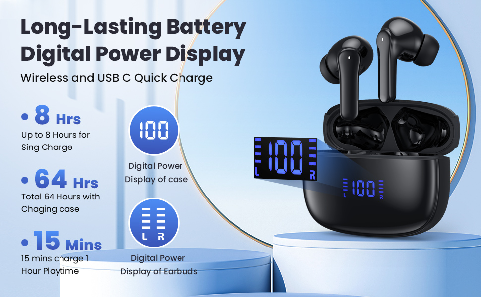 Real-Time LED Power Display & Charge on the Go  The LED digital battery indicator outside the Blueto