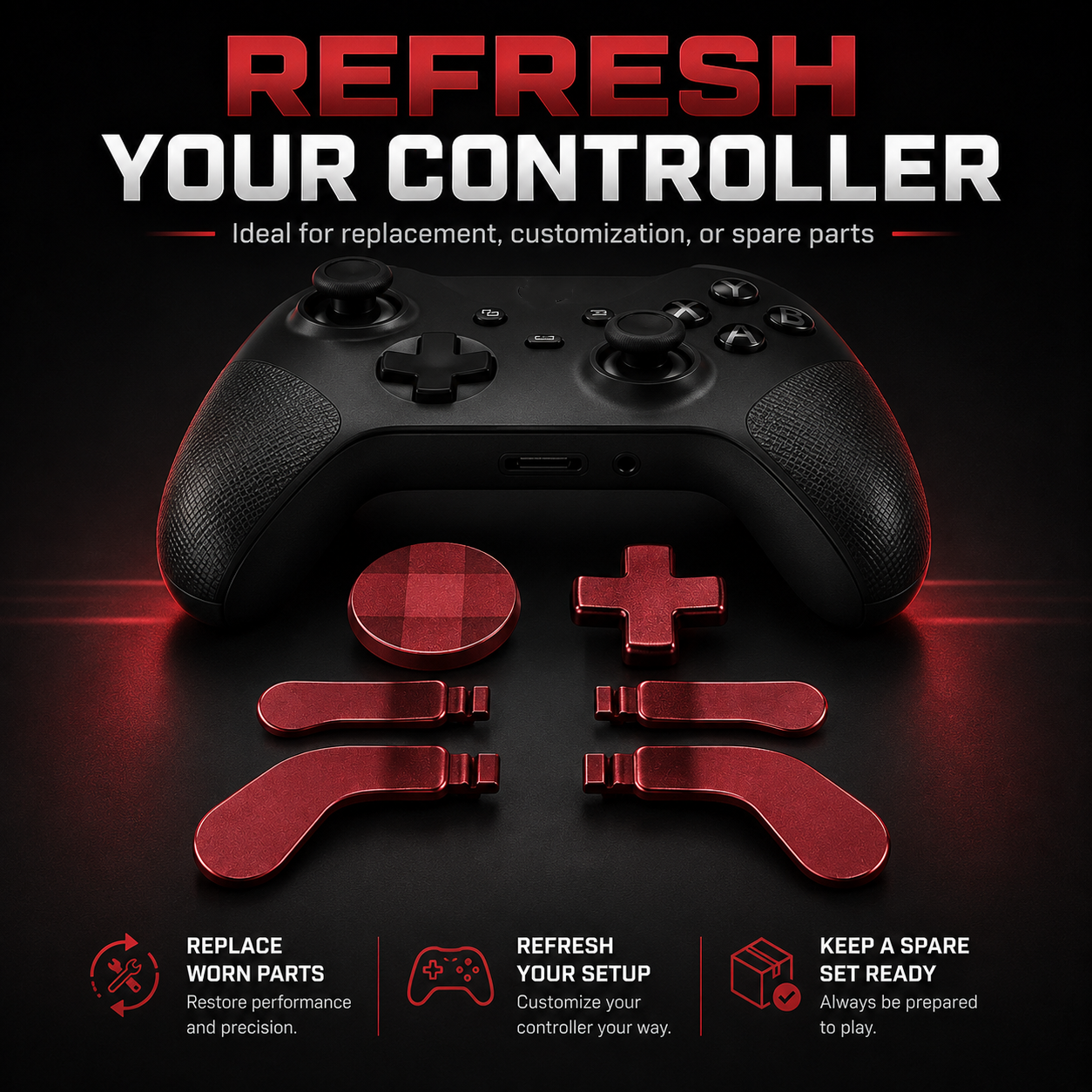 red replacement controller parts, elite controller spare paddles
