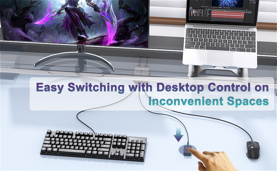 USB Switch 2 in 2 Out, USB Switcher 2 Computers Sharing Keyboard and Mouse Printer Scanner Webcam, P